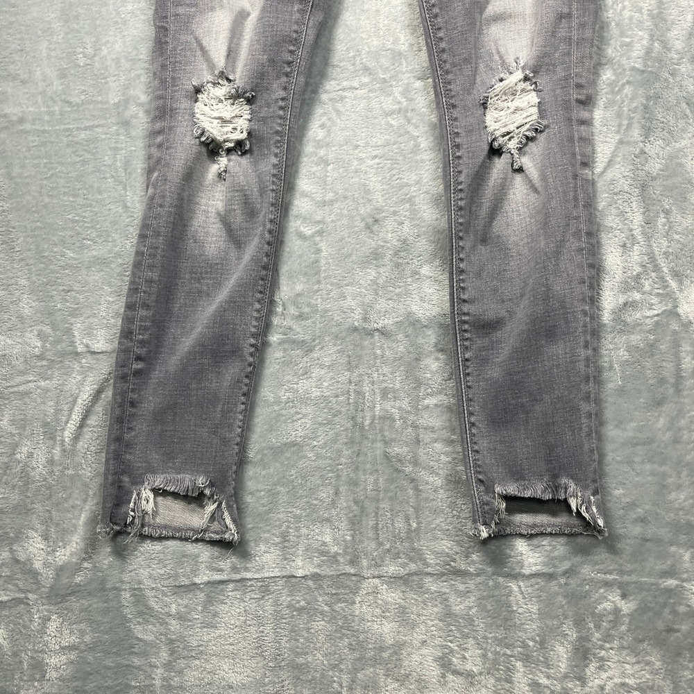 Express Jeans Women 2R Grey Distressed Performance Stretch Mid Rise Skinny - Picture 6 of 13